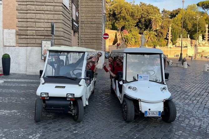 German Golfcart Tour - Pantheon From the Outside, Then Piazza Venezia Through the Small Alleys
