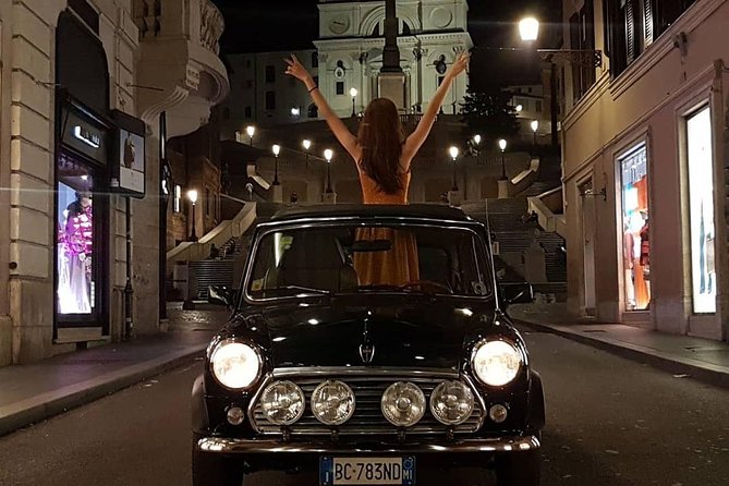 NIGHT TOUR THINK BIG, GO MINI! Rome in Mini Cooper Classic Cabrio - Pickup, Timing, and What 9 PM to 11:30 PM Means in Practice