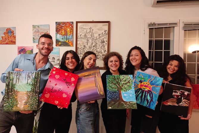 Paint and Free Flowing Wine Art Class in Rome with Pizza - A 17th-Century Palazzo for Your Painting Session
