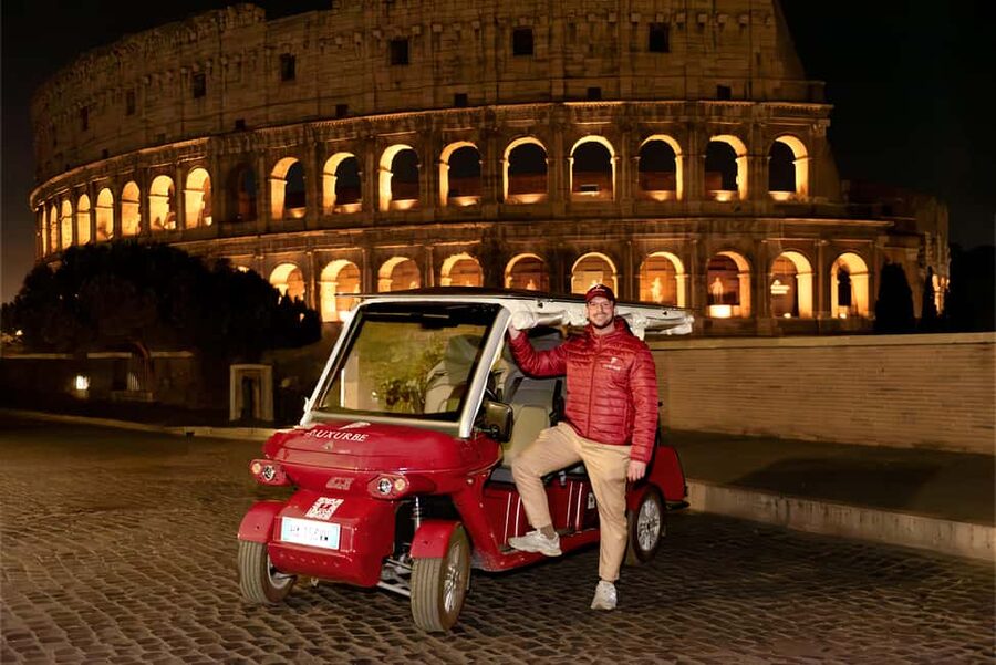Rome: City Golf Cart at Night Tour - Piazza di Spagna and Trevi Fountain in soft light
