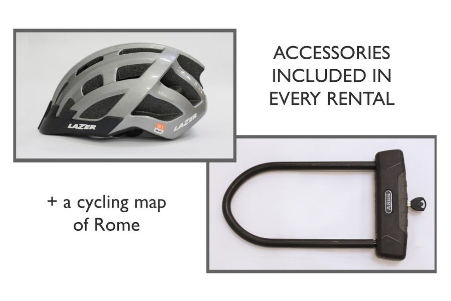 Rome: E-Bike Rental with Helmet and U-Lock - Your ride setup: Bosch assist, brakes, tires, and the included safety gear