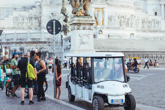 Rome: Evening Golf Cart Semi or Private Tour with Aperitivo - Piazza Venezia drive-through: the monumental crossroads feel