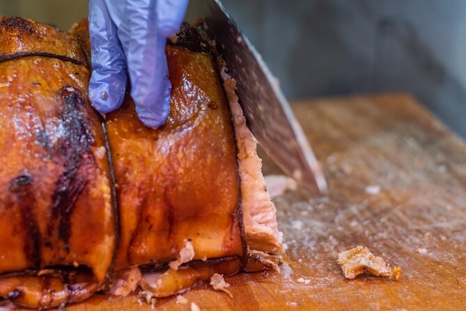 Rome Food Tour & Wine: Trastevere & Campo de' Fiori Like a Local - La Norcineria di Iacozzilli and porchetta: roast pork plus fresh beer
