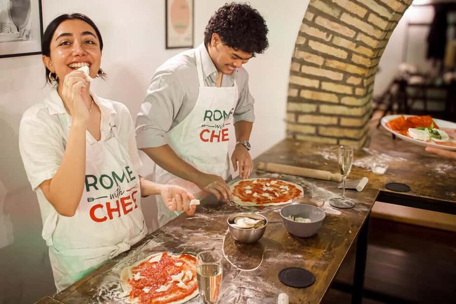 Rome: Hands-On Pizza Cooking Class with Spritz Mixology - Hands-on Roman pizza: dough kneading, toppings, and oven results