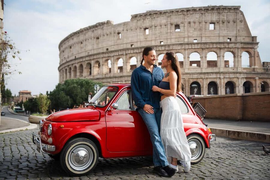 Rome: Photoshoot Service with Vintage Fiat 500 - A vintage Fiat 500 turns Rome into your personal set