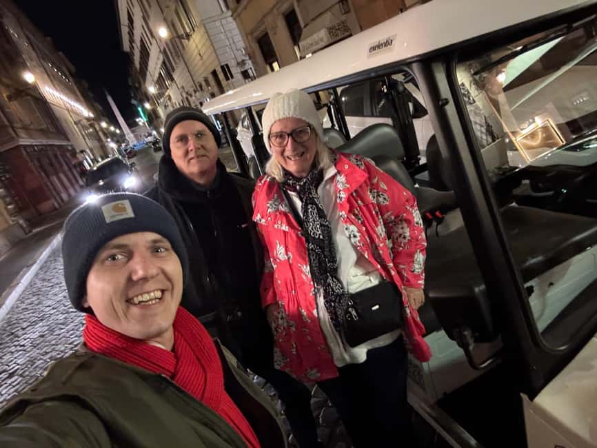 Rome: Private Nighttime Golf Cart Tour with Aperitivo - Crossing the Tiber for panoramic nighttime views