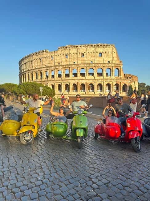 Rome: Vespa Sidecar Tour with Hotel Transfers & Gelato - Colosseum time: quick facts, real first impressions