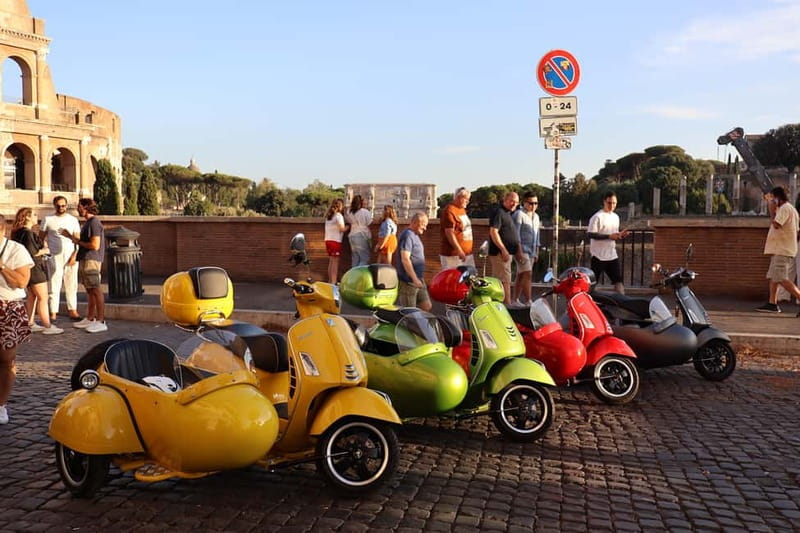 Rome: Vespa Sidecar Tour with Hotel Transfers & Gelato - Getting comfortable on the Vespa sidecar (helmet and seating)