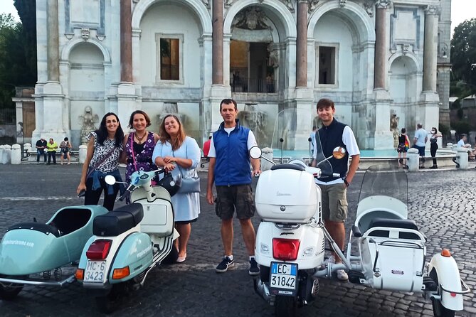 Vespa Sidecar Tour at Day/Night with Pickup - Colosseum photo time from the street (no long lines)