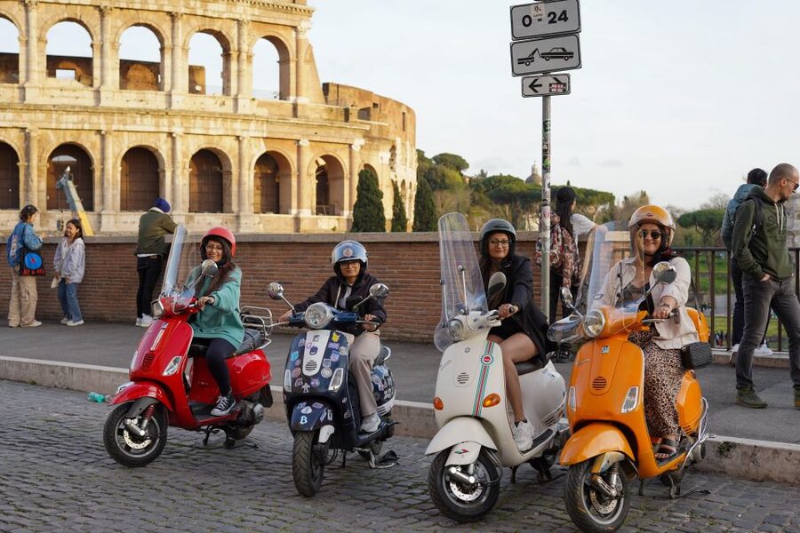 Vespa tour with Professional Photoshoot - Meeting at CAFE ROMA and getting on the scooters fast